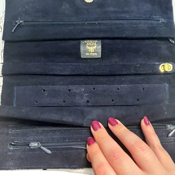 MCM White/Black Visetos Leather Travel Jewelry Pouch - Picture 4 of 4